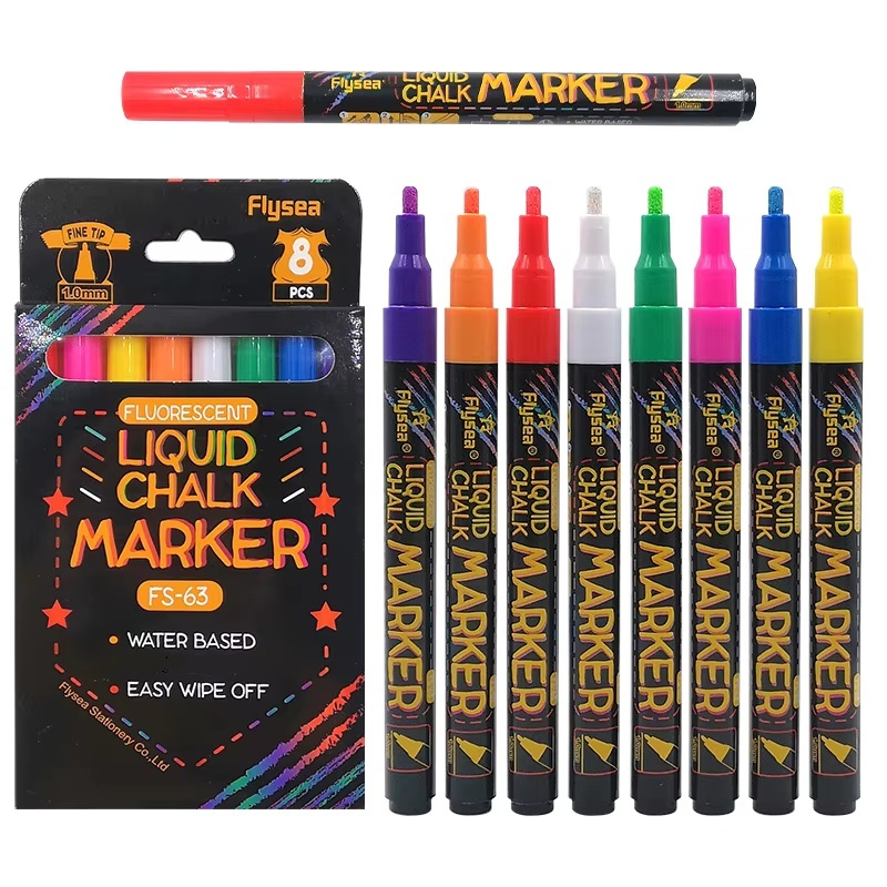 Whiteboard Marker Set - 8 sztuk markerów kredowych w płynie