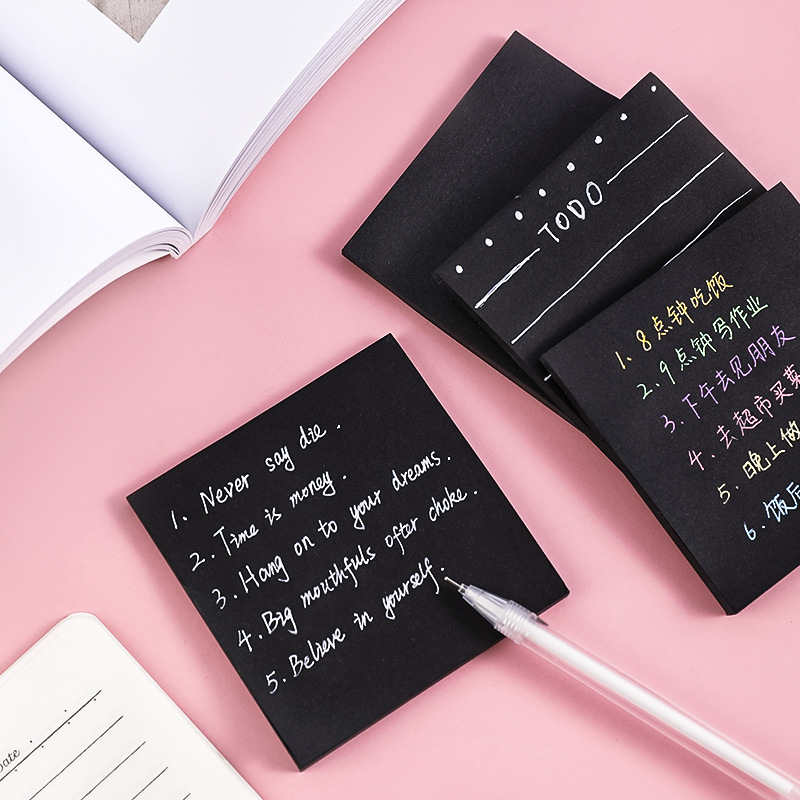 Czarne karteczki samoprzylepne – Office Stationery Supply List recenzja i cena