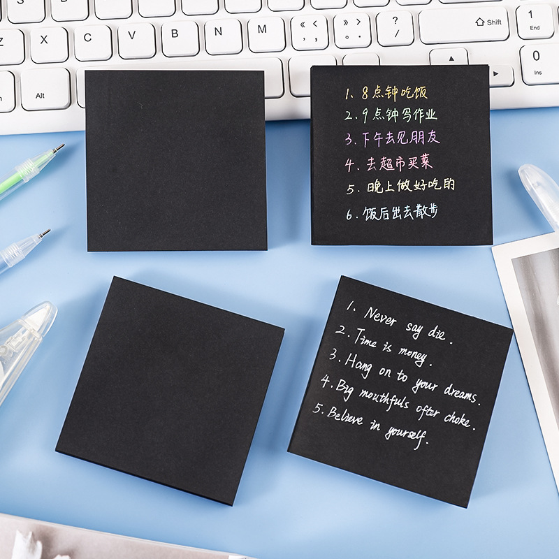 Czarne karteczki samoprzylepne – Office Stationery Supply List recenzja i cena